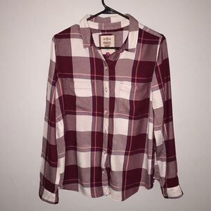 maroon flannel shirt